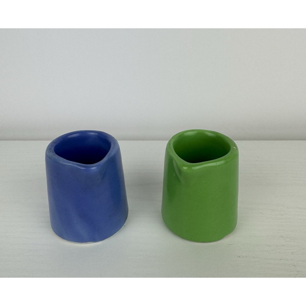 Restaurant Ware Shenango Rare Gala Blue & Green Individual Creamer Pitcher Retro